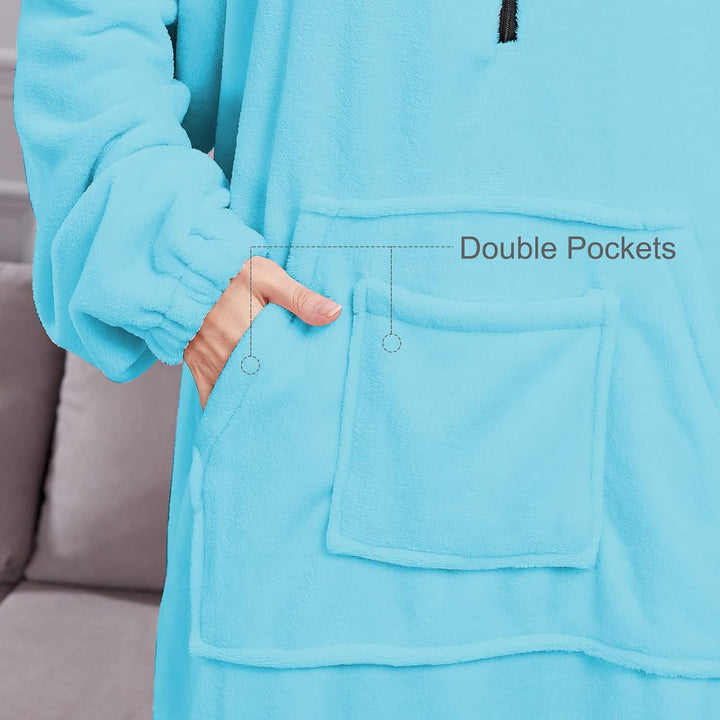 Kuscheldecke Mit Ärmeln Und Taschen TV Decke Flanell Übergrosse Tragbare Mikrofaser Sherpa-Decke Für