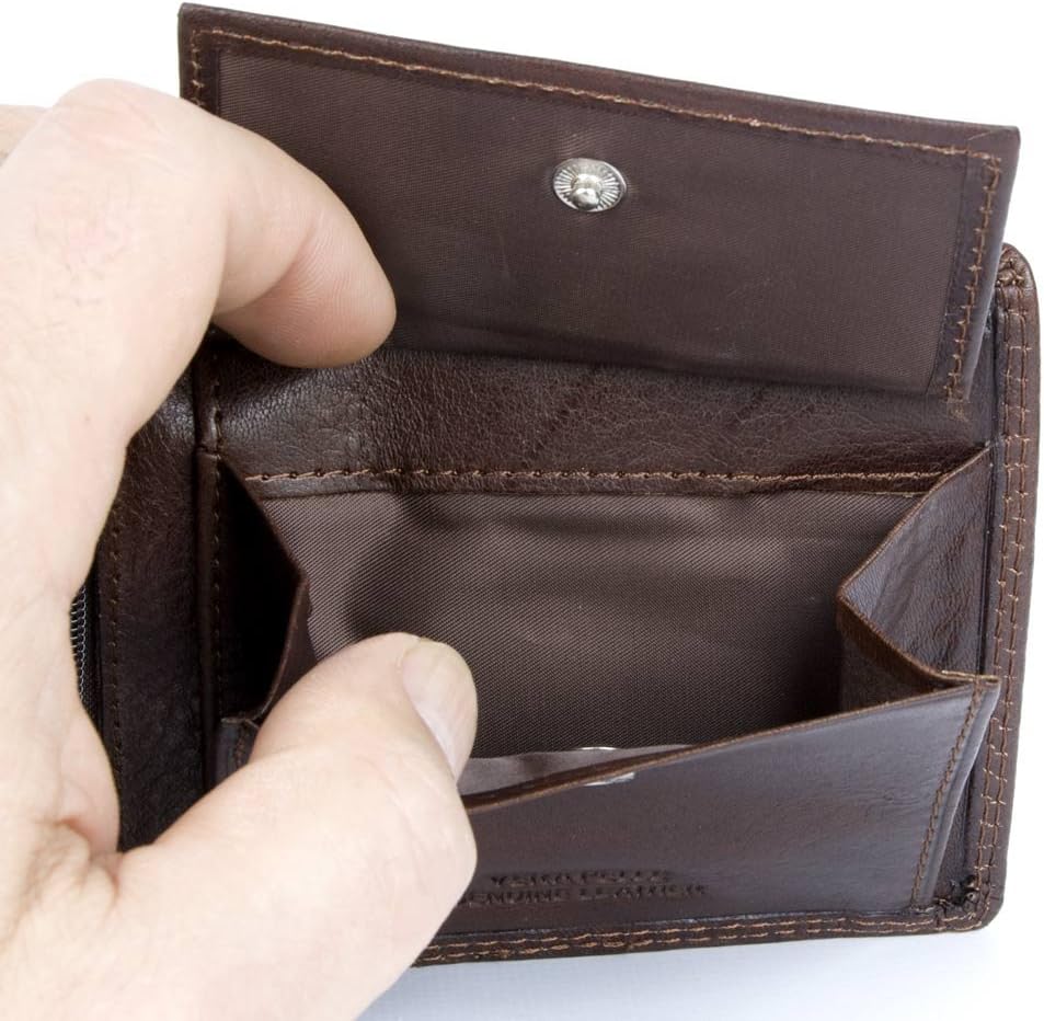 FLW Herren Braunes Schöne Leder Geldbörse - Portemonnaie