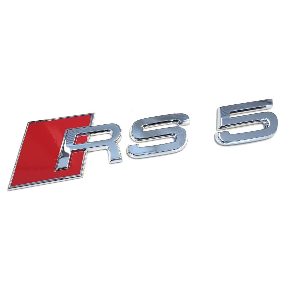 Audi 8T0853740 Schriftzug RS5 Emblem Logo Aufkleber, rot/chrom glänzend