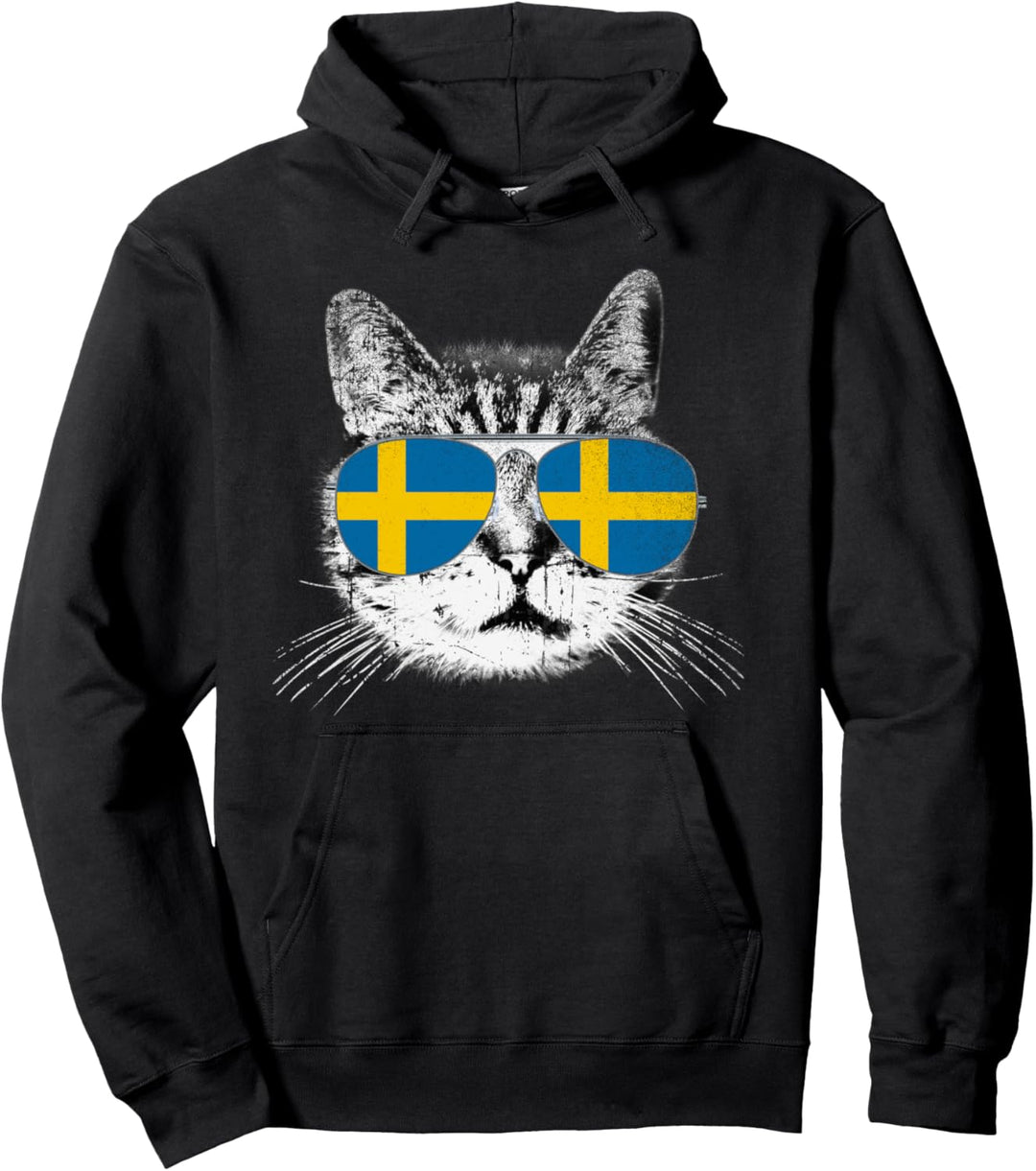 Katzenshirt Schweden Flagge Land Retro Herren Damen Kinder Geschenk Pullover Hoodie