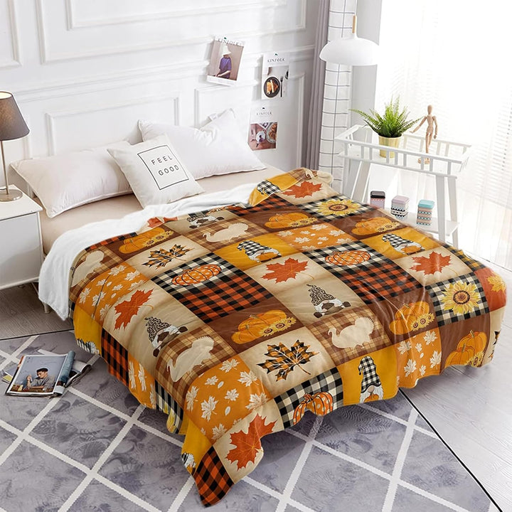 Halloween Kürbis Decke 130 x 150 cm Flanell Herbst Kürbis Geschenk Thanksgiving Geschenk Fleece Herb