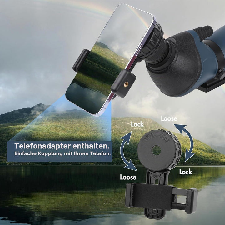 25-75x70 HD Spektiv Sportschützen mit Stativ- und Smartphone-Adapter, Zoom Bak4 Prism FMC Lens 45-Gr