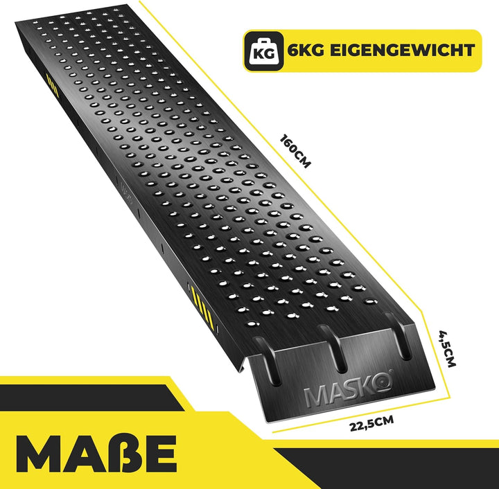 MASKO® 2X Auffahrrampe 400kg | Verladerampe | Verladeschiene | verzinkter Stahl | Antirutsch | 200kg