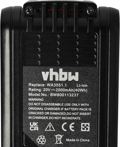 vhbw Akku kompatibel mit Worx Landroid S WR130E Elektrowerkzeug (2000mAh Li-Ion 20 V)