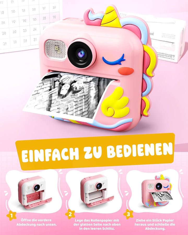 KOKODI Kinderkamera Sofortbildkamera 3-12 Jungen Mädchen(Rosa), Rosa