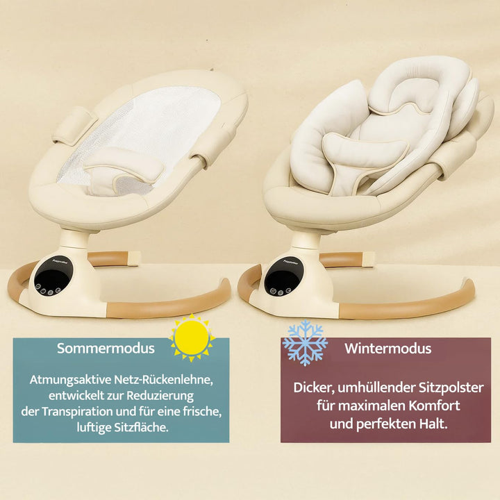 BEBE2LUXE ALPHA Babywippe, Elektrische Babyschaukel mit Musik, Nutzbar ab der Geburt bis ca. 6 Monat
