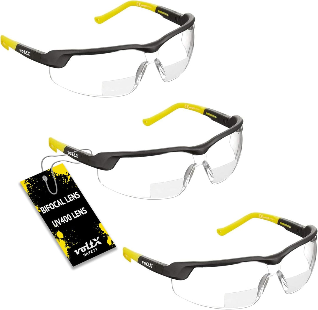 voltX 3 x GT Adjustable (2020 Model) Bifokale Lesen Schutzbrille (KLAR +3.0 Dioptrie), EN166FT Zerti