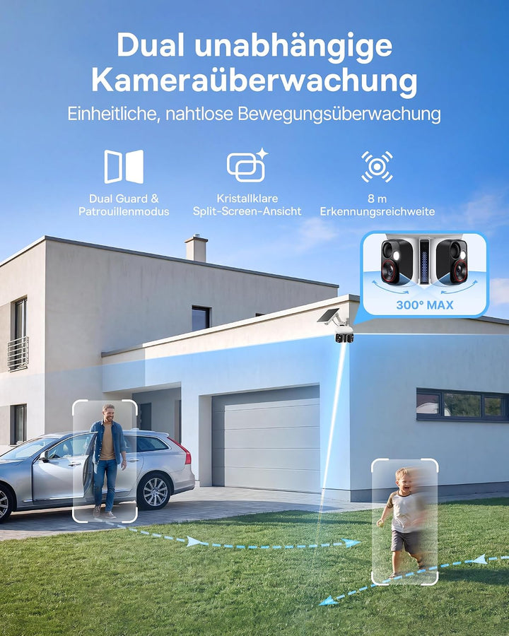 Baseus Security X1 Pro Überwachungskamera Aussen - ERSTE KI-Dual-Tracking Kamera, 300°-Überwachung,