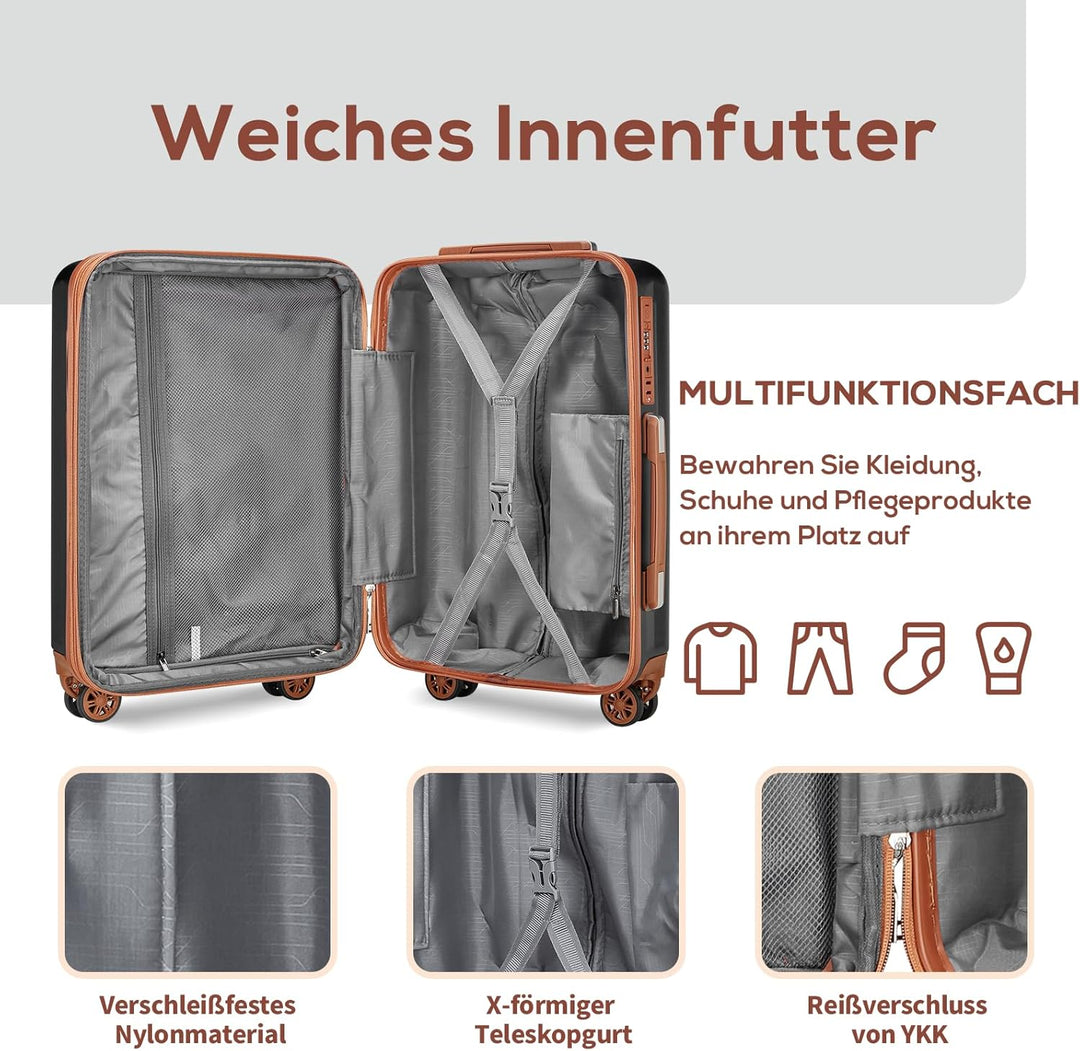 Joyway Koffer Mittelgross Kofferset, Hartschalen Reisekoffer mit Getränkehalter, 4 Rollen TSA-Schlos