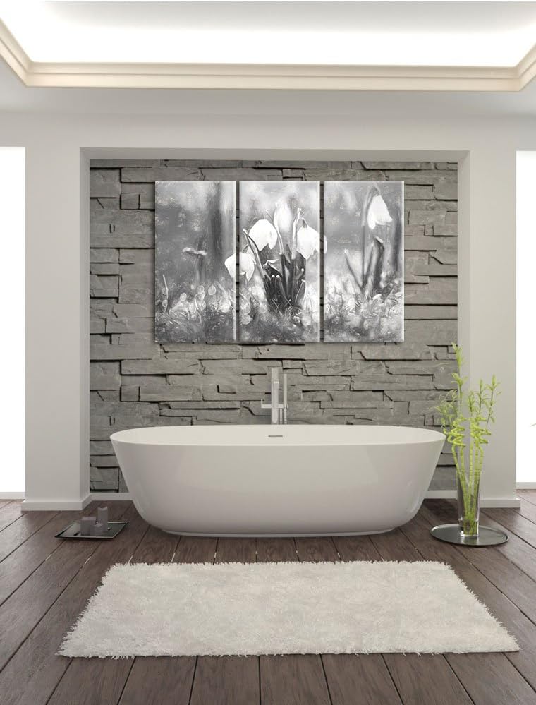 Pixxprint Schneeglöckchen als Leinwandbild/Grösse: 3 Teilig (120x80) cm/Wandbild/Kunstdruck/fertig b