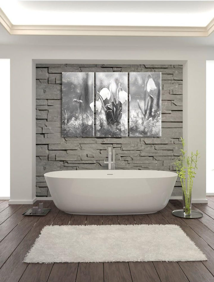 Pixxprint Schneeglöckchen als Leinwandbild/Grösse: 3 Teilig (120x80) cm/Wandbild/Kunstdruck/fertig b