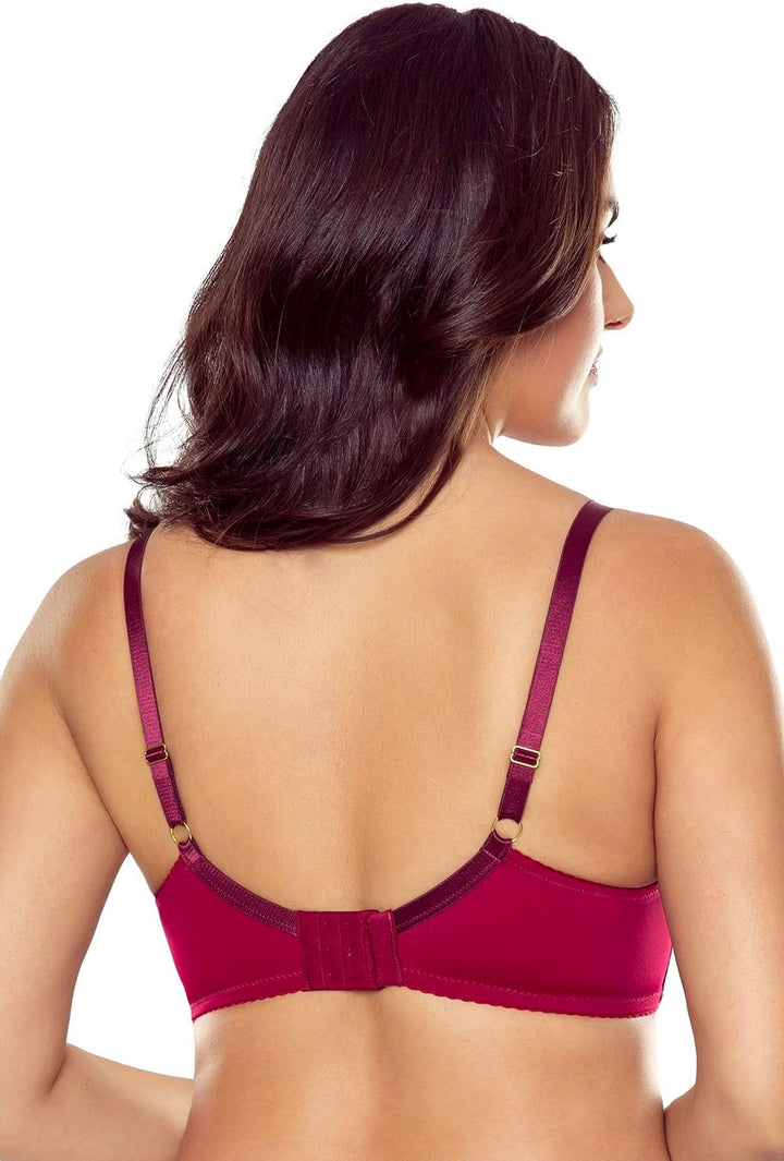VIVISENCE Dame Soft-BH Spitze Klassisch Geblümt Sinnlich Nicht Gepolsterte Cups 1059 S Weinrot, S We