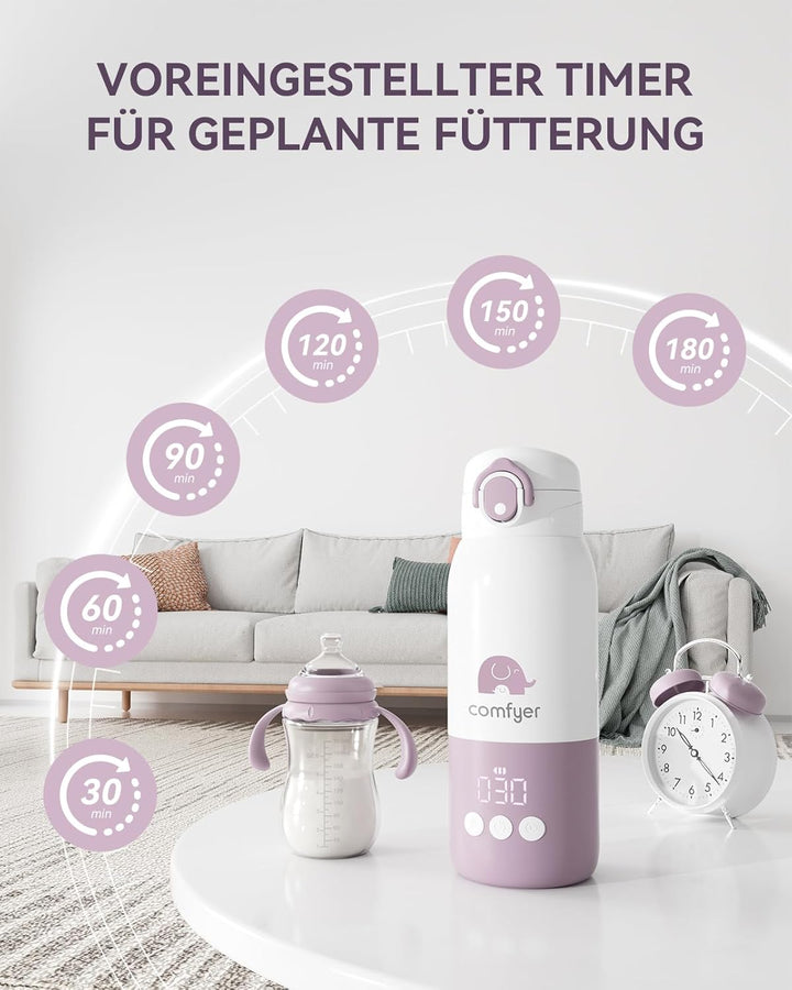 Tragbarer Flaschenwärmer Baby unterwegs für Baby, 12000mAh Akku, Schnelles Aufheizen 2 Min für Mutte