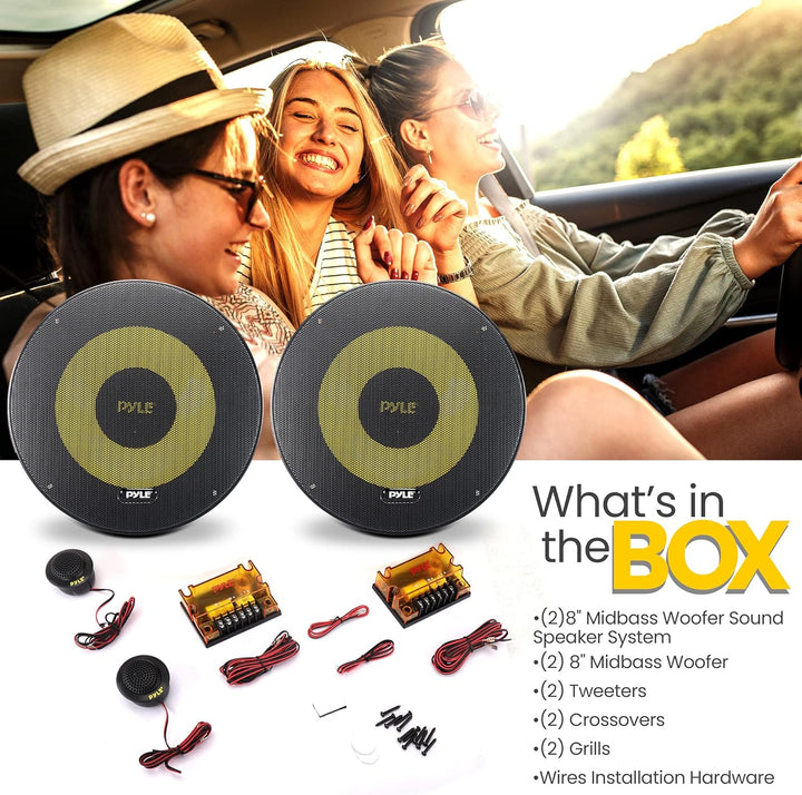 Pyle Auto Lautsprecher 8" Midbass – 600W, 4 Ohm Woofer mit 40oz Magnet, 3.1" Tiefe Klare Klangqualit