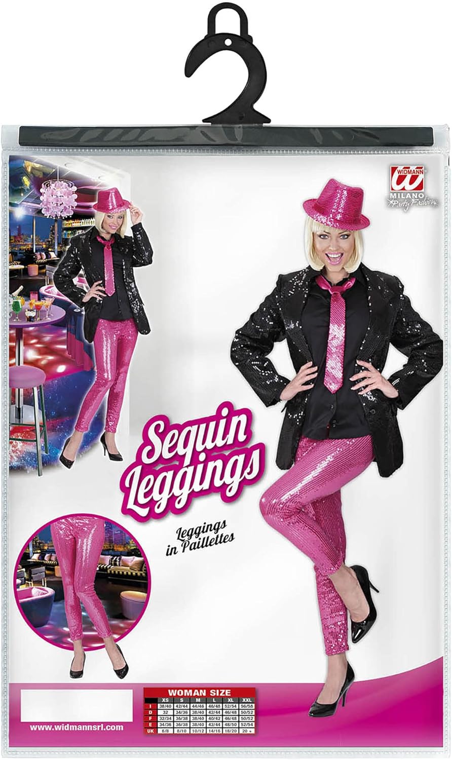 W WIDMANN MILANO Party Fashion - Leggings mit Pailletten, glänzend, Disco Fever, für Faschingskostüm