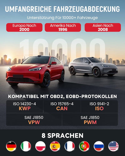 thinkcar OBD2 Diagnosegerät, OBD500 Diagnosegerät Auto Grosse Grösse & Deutsch Unterstützen, Volle O