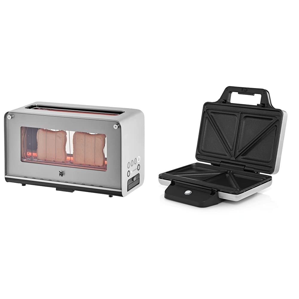 WMF Lono Toaster Glas mit Brötchenaufsatz, 2 Scheiben, XXL & Lono Sandwich Maker, Sandwichtoaster, f