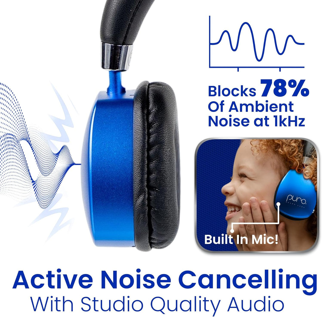 Puro Sound Labs PuroQuiet Plus Lautstärkebegrenzte On-Ear Active Noise Cancelling Bluetooth Kopfhöre