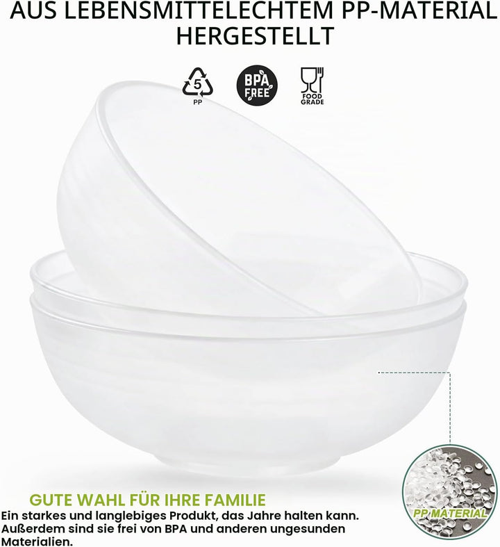 Unzerbrechliche grosse Müslischalen – 2,25 l Kunststoff leichte Salat,Obstschalen–spülmaschinen- und