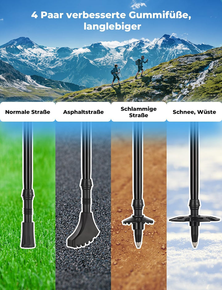 Glymnis Wanderstöcke Trekkingstöcke Walking Stöcke 7075 Aluminium Wanderstock verstellbar 110-130cm