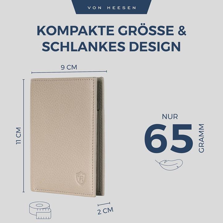 VON HEESEN Leder Geldbörse Herren mit Münzfach & RFID Schutz I Echtleder Geldbeutel für Männer & Dam