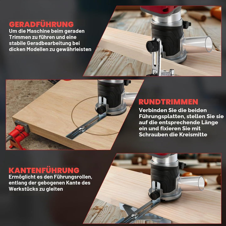 800 W schnurloser Holzfräser für Milwaukee M18 18 V Akku, Aluminiumbasis, bürstenloses 30000 U/min,