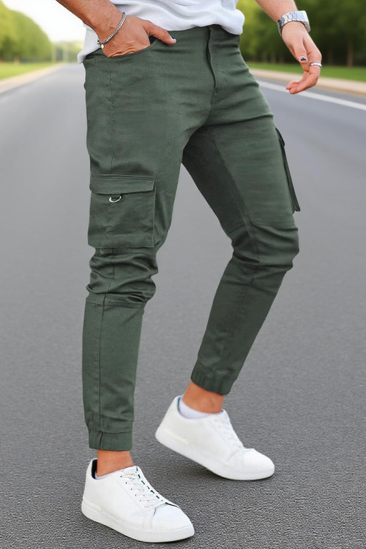 GINGTTO Herren Cargo Hose Stretch Jogginghose für Männer Casual Slim Fit Cargohose Herren Armee Grün