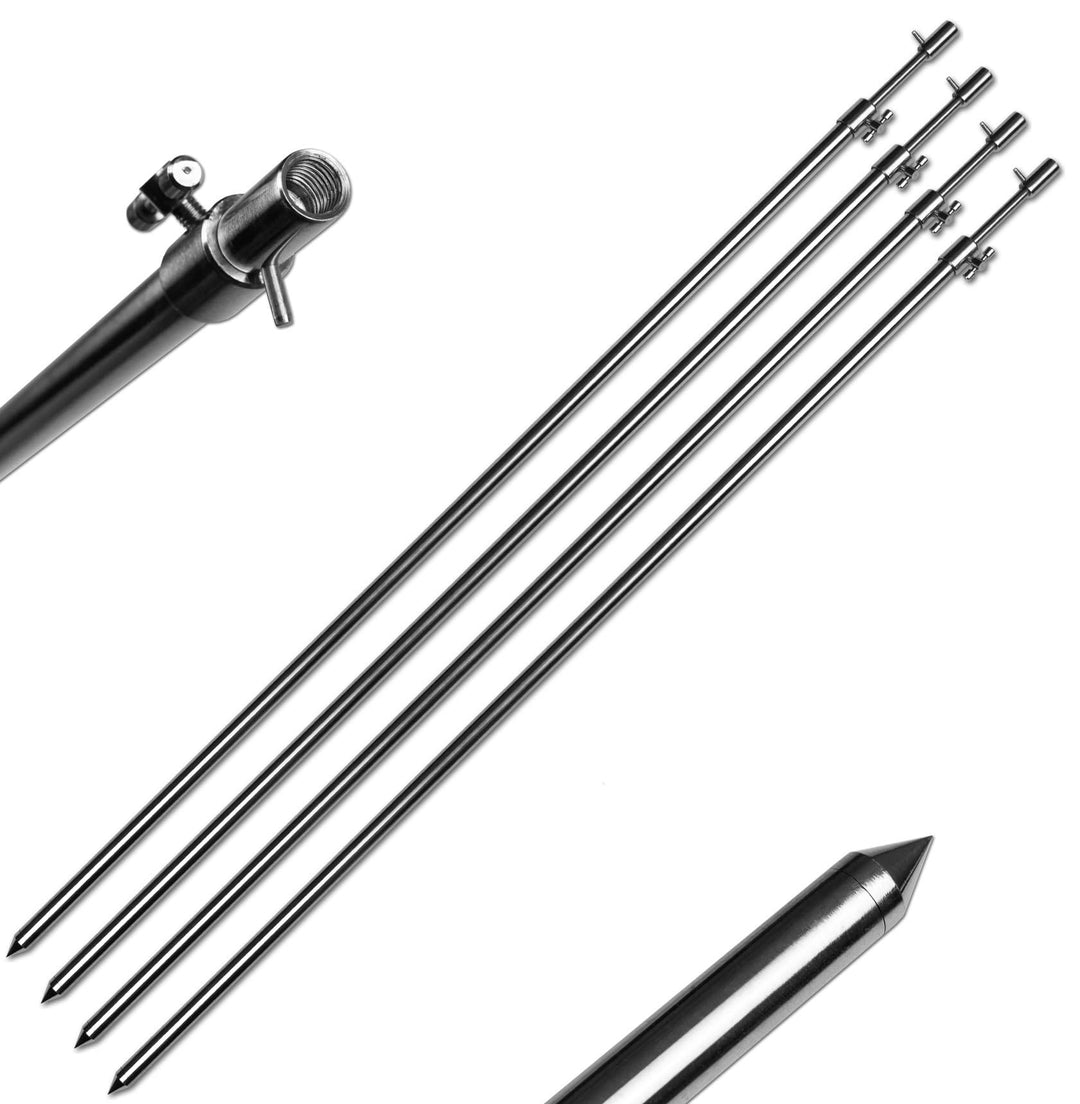 1-4 Stück Rutenhalter Bankstick Edelstahl Erdspeer Rod pod 50-90cm 75-120cm 4 Stück / 50 - 90cm, 4 S