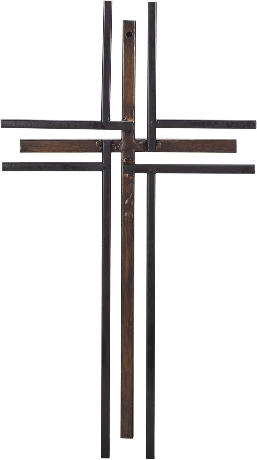 Metall Wand Kreuz - Schwarz und Bronze Kreuzen