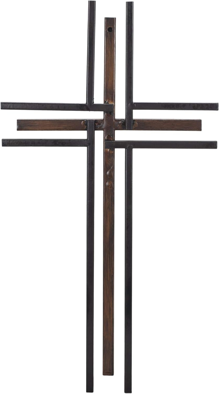 Metall Wand Kreuz - Schwarz und Bronze Kreuzen
