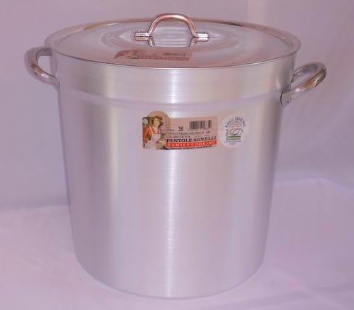 Pentole Agnelli FAMA85BS36 Aluminium-Tomatentopf mit 2 Griffen, Nordtyp, Durchmesser 36 cm, 36,5 Lit