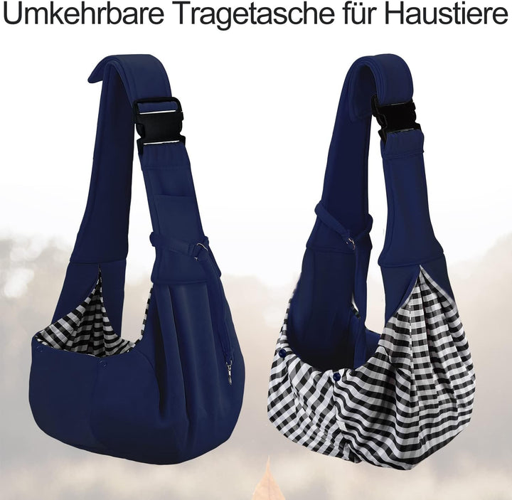 PetLoft Tragetuch Hund, Reversibel Kleine Hundetrage, Einstellbar Pet Tragetuch, Freisprecheinrichtu