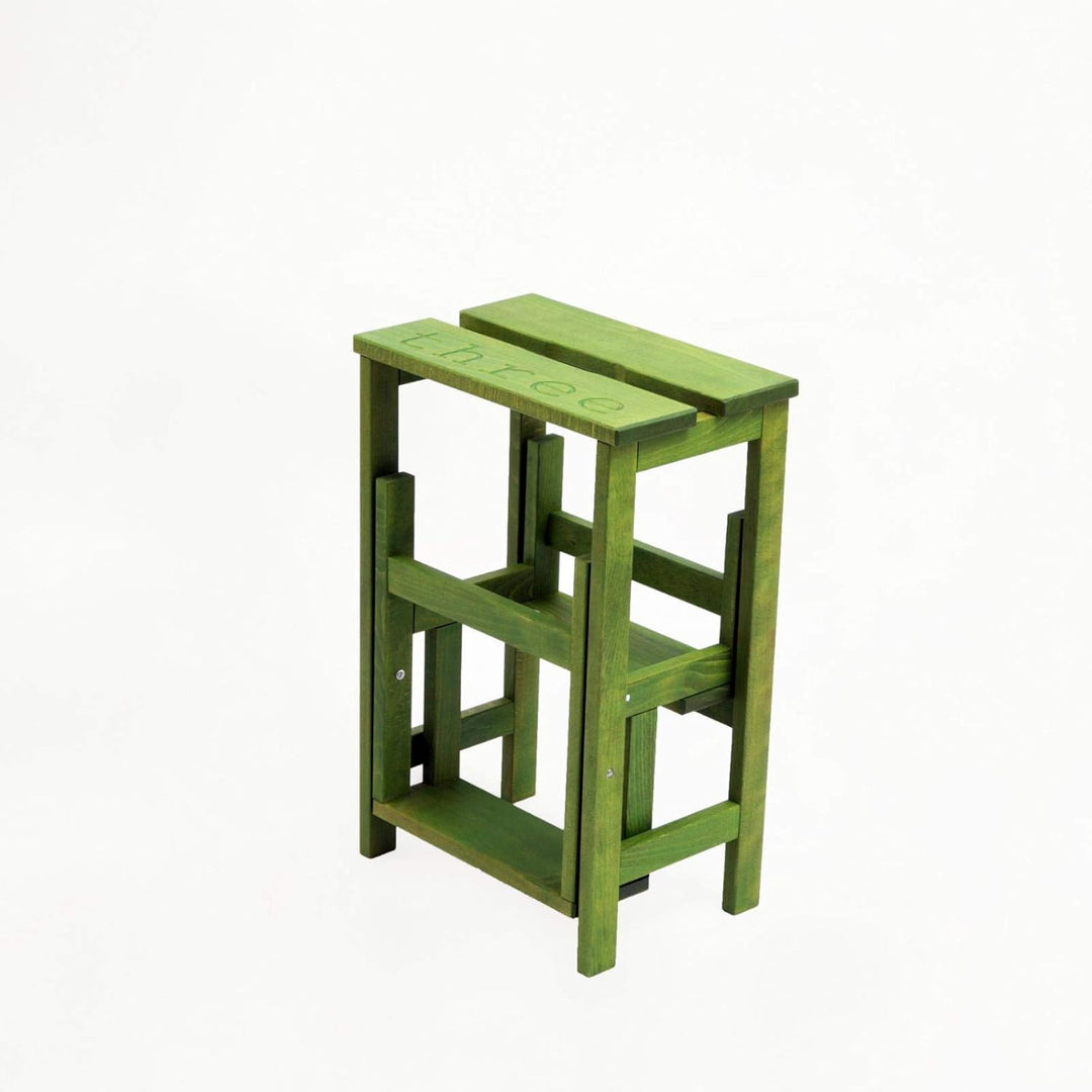 Karn, Happy Numbers Tritthocker aus gebeizter und lackierter Buche, Höhe 60 cm, drehbare Stufe mit S