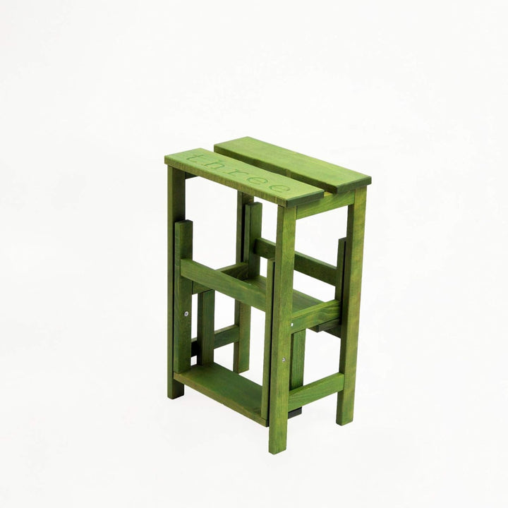 Karn, Happy Numbers Tritthocker aus gebeizter und lackierter Buche, Höhe 60 cm, drehbare Stufe mit S