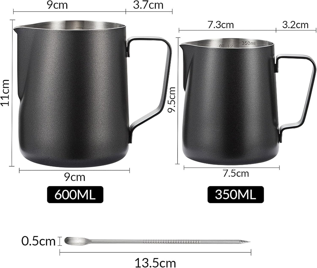 Espresso-Milchaufschäumkrug, Metall-Milchaufschäumbecher, 350 ml/600 ml, Edelstahl, Milchaufschäumkr