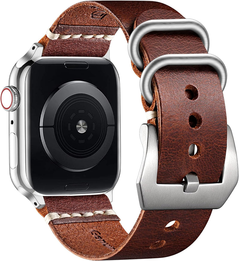 Bandsie Lederarmband kompatibel mit Apple Watch Armband 44mm 45mm 42mm 49mm für Männer/Frauen, Klass