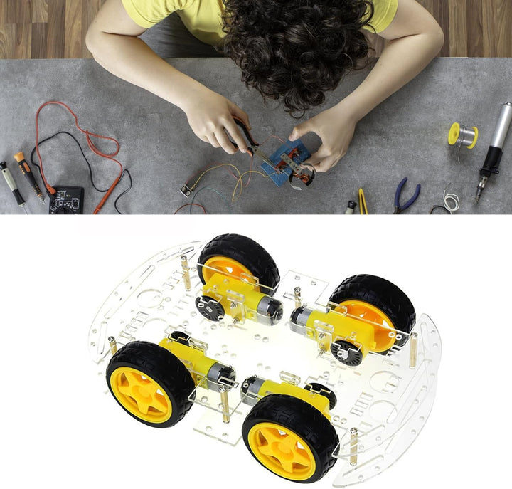 Smart Car Robot, 4WD Smart Robot Car Chassis Kit Gute Richtungsfähigkeit Flexibles Drehen für Unterh