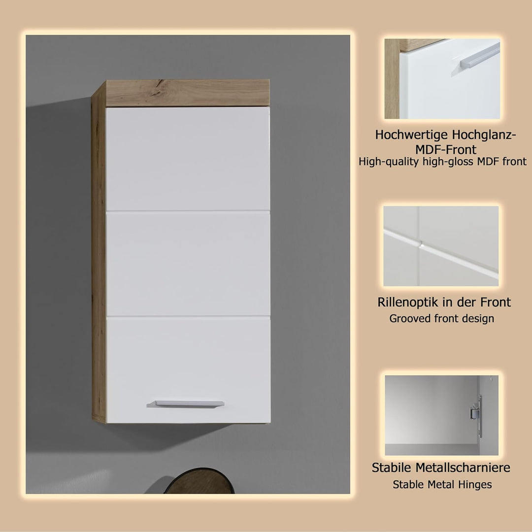 trendteam smart living - Hängeschrank - Bad - Amanda - Aufbaumass (BxHxT) 37 x 77 x 23 cm - Farbe We