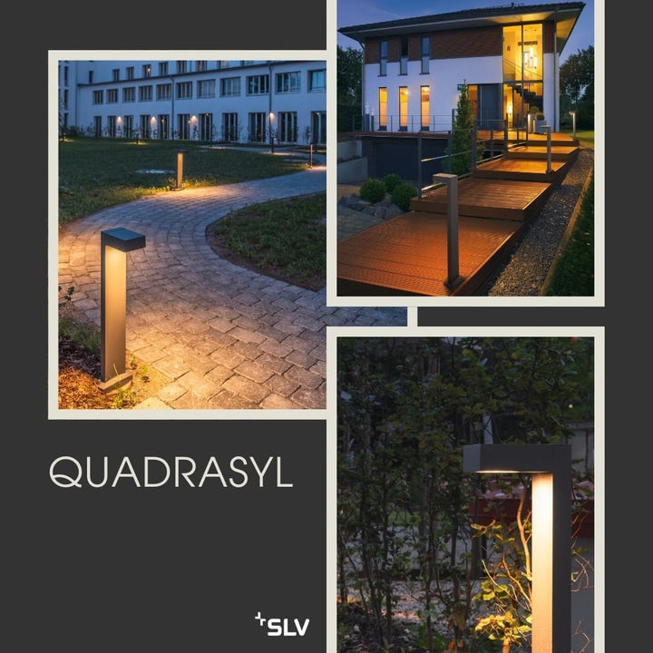 SLV QUADRASYL | Design Aussen-Standleuchte, Aussenbeleuchtung, Outdoor LED Wege-Leuchte, Weg-Beleuch