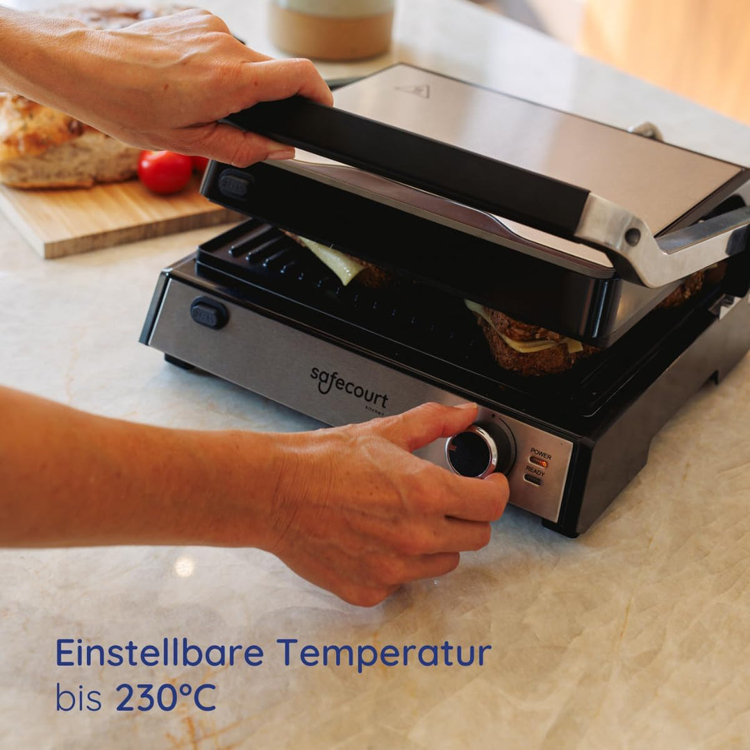 Safecourt Kitchen Sandwichgerät - Grillgerät - Wechselplatten ContactGrill - 3-in-1-180°C Grill