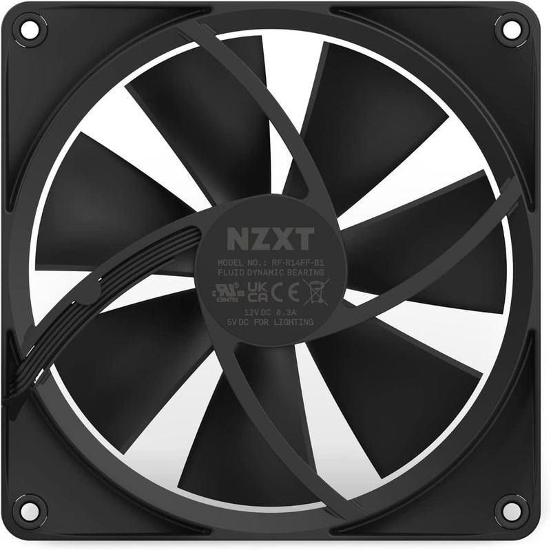Nzxt F140 RGB Fans - RF-R14SF-B1 - Erweiterte Anpassung der RGB-Beleuchtung – Flüsterleise Kühlung –