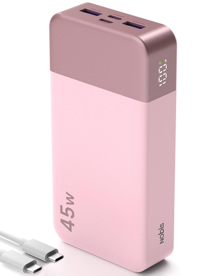 NOBIS 45W Power Bank Powerbank 20000mAh Schnellladung, 2×USB‑C (in/Out) & 2×USB‑A, Digitalanzeige &