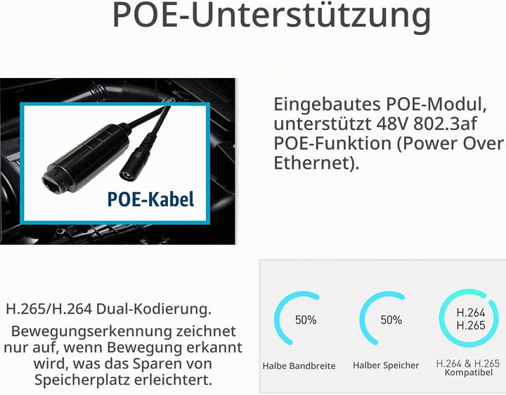 5MP POE Mini Audio IP Kamera, 3.7mm Objektiv HD Small Indoor Built in Microphone Sicherheitskamera,