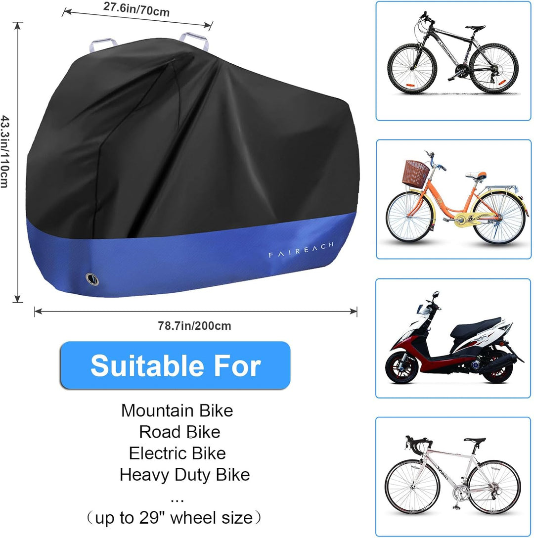 Abdeckplane Fahrrad Wasserdicht, Fahrradabdeckung 210D Premium-Stoff, Fahrradgarage Schutz vor Staub