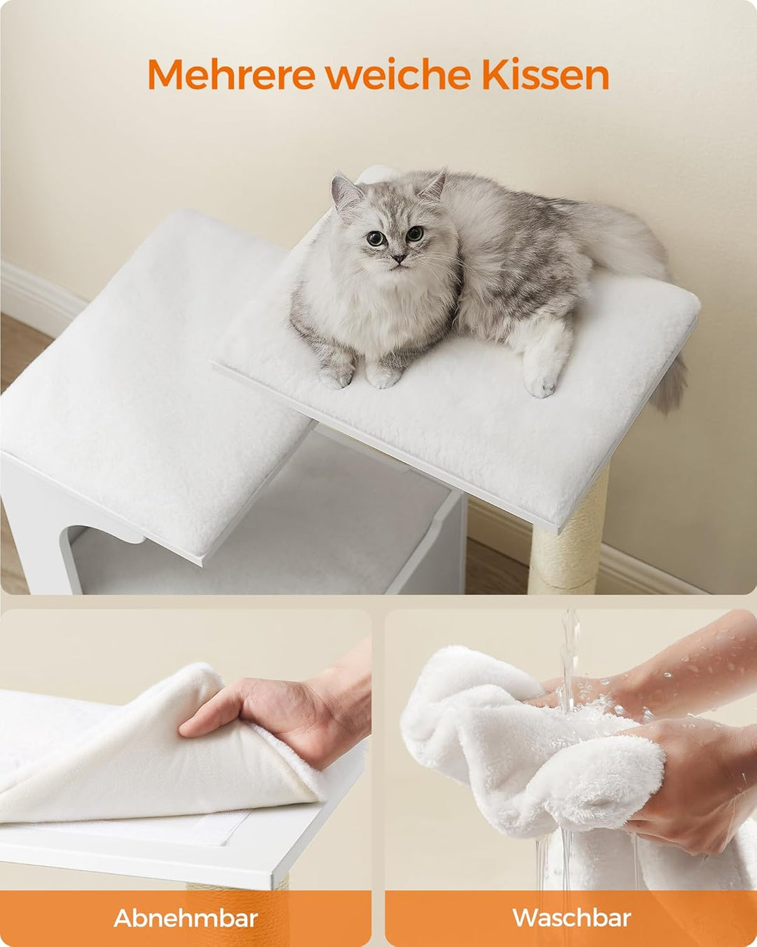 Feandrea Kratzbaum, 86 cm hoher Katzenbaum, Spanplatten-Katzenkratzbaum, mit Höhle, Liegeflächen, Sä