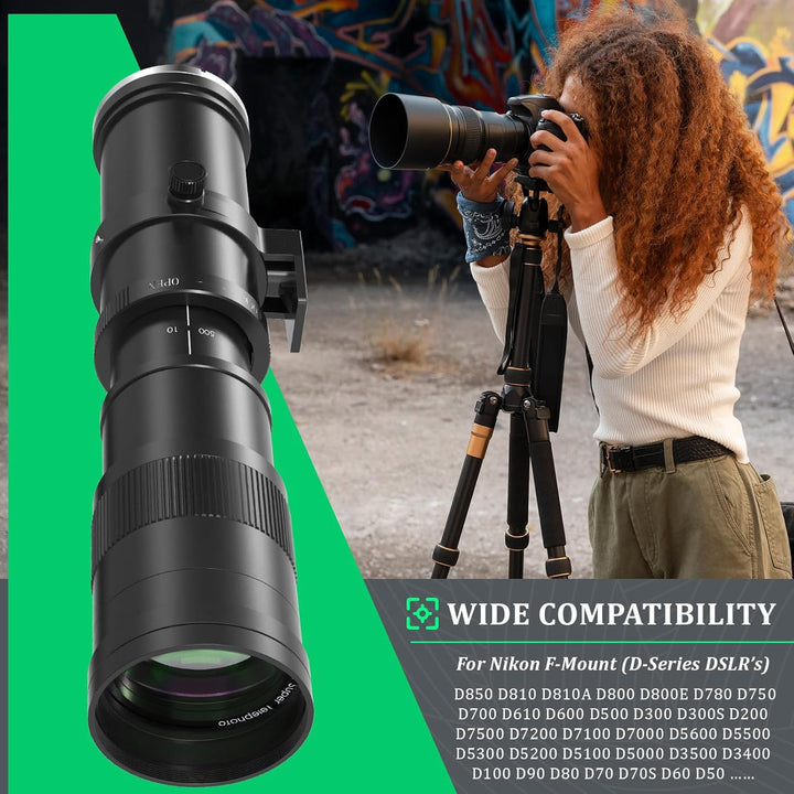 lightdow 420–800mmF8.3 Teleobjektiv für Nikon, F Objektiv Manuelles (MF) Telezoomobjektiv für Nikon