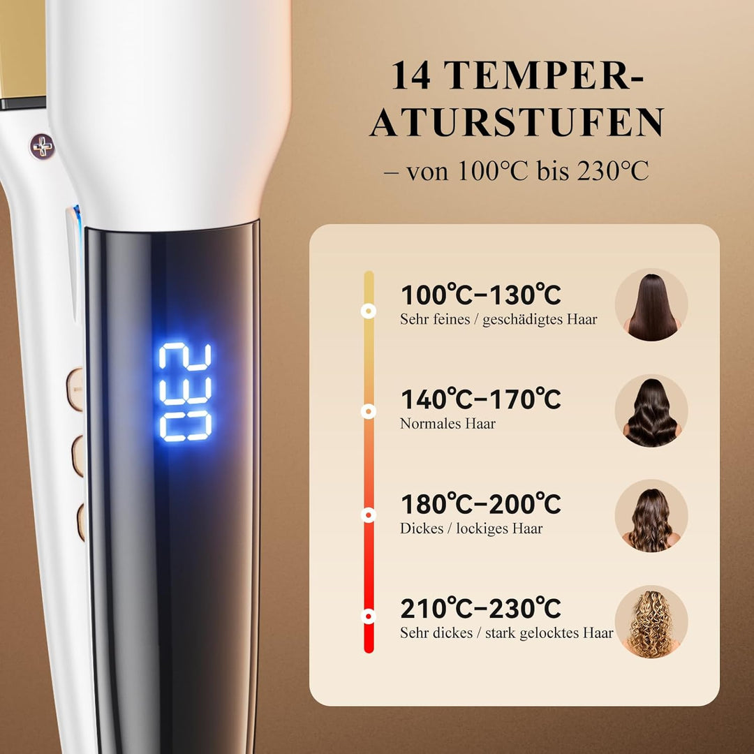 ANLAN Glätteisen und Lockenstab 2 in 1, 36mm extrabreite Platte, 100-230°C präzise Temperatureinstel