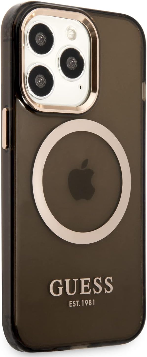 Guess GUHMP13LHTCMK Hülle für iPhone 13 Pro / 13 6,1" schwarz/Black Hard case Gold Outline Transluce