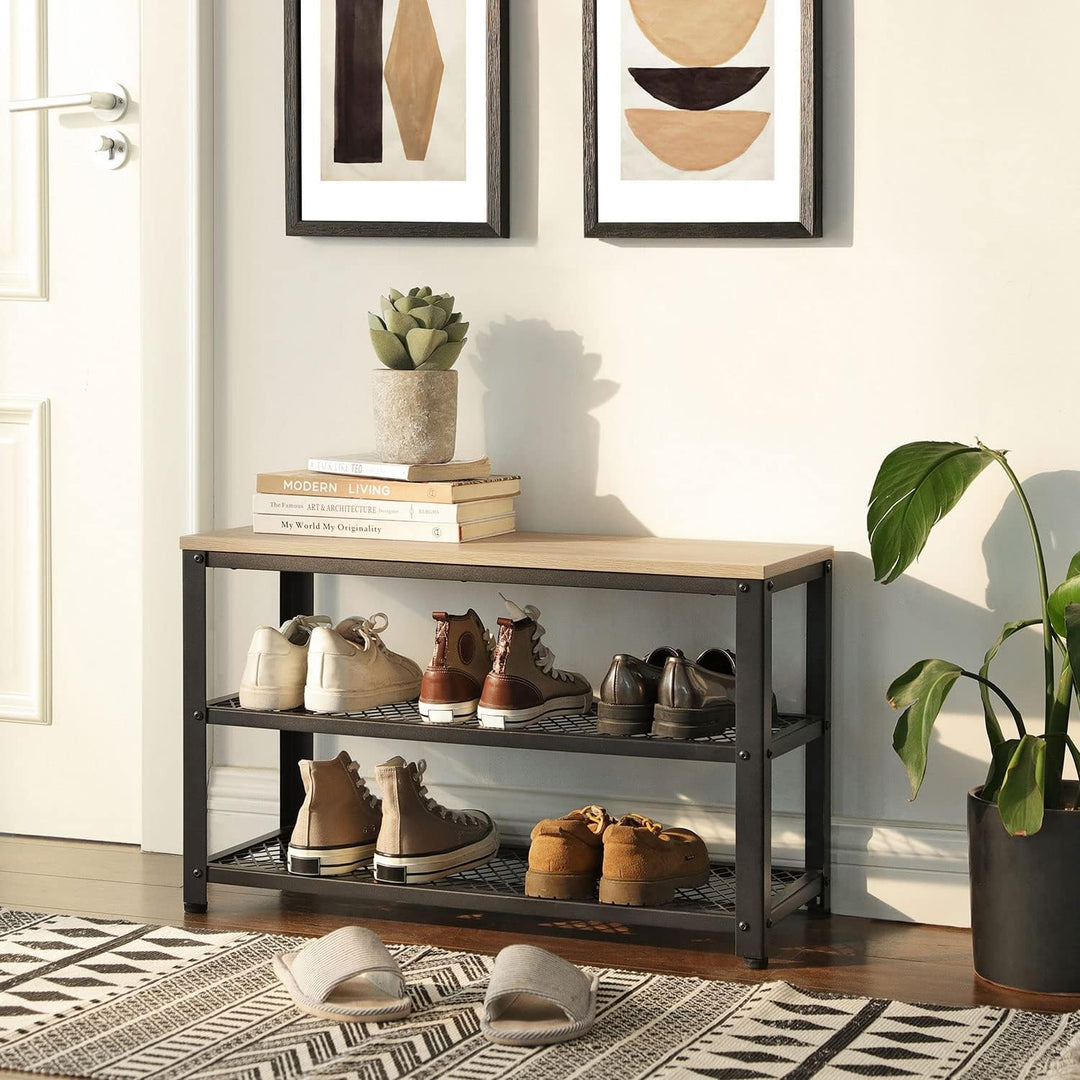 ACAZA Schuhbank, Schuhregal mit 3 Ebenen, Metallgestell, für Eingang, Wohnzimmer, Flur – 73 x 30 x 4