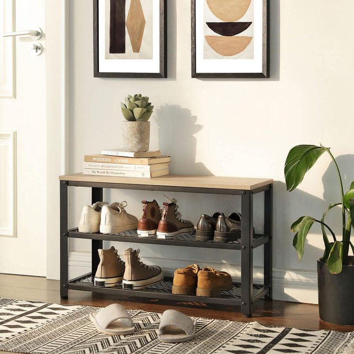 ACAZA Schuhbank, Schuhregal mit 3 Ebenen, Metallgestell, für Eingang, Wohnzimmer, Flur – 73 x 30 x 4
